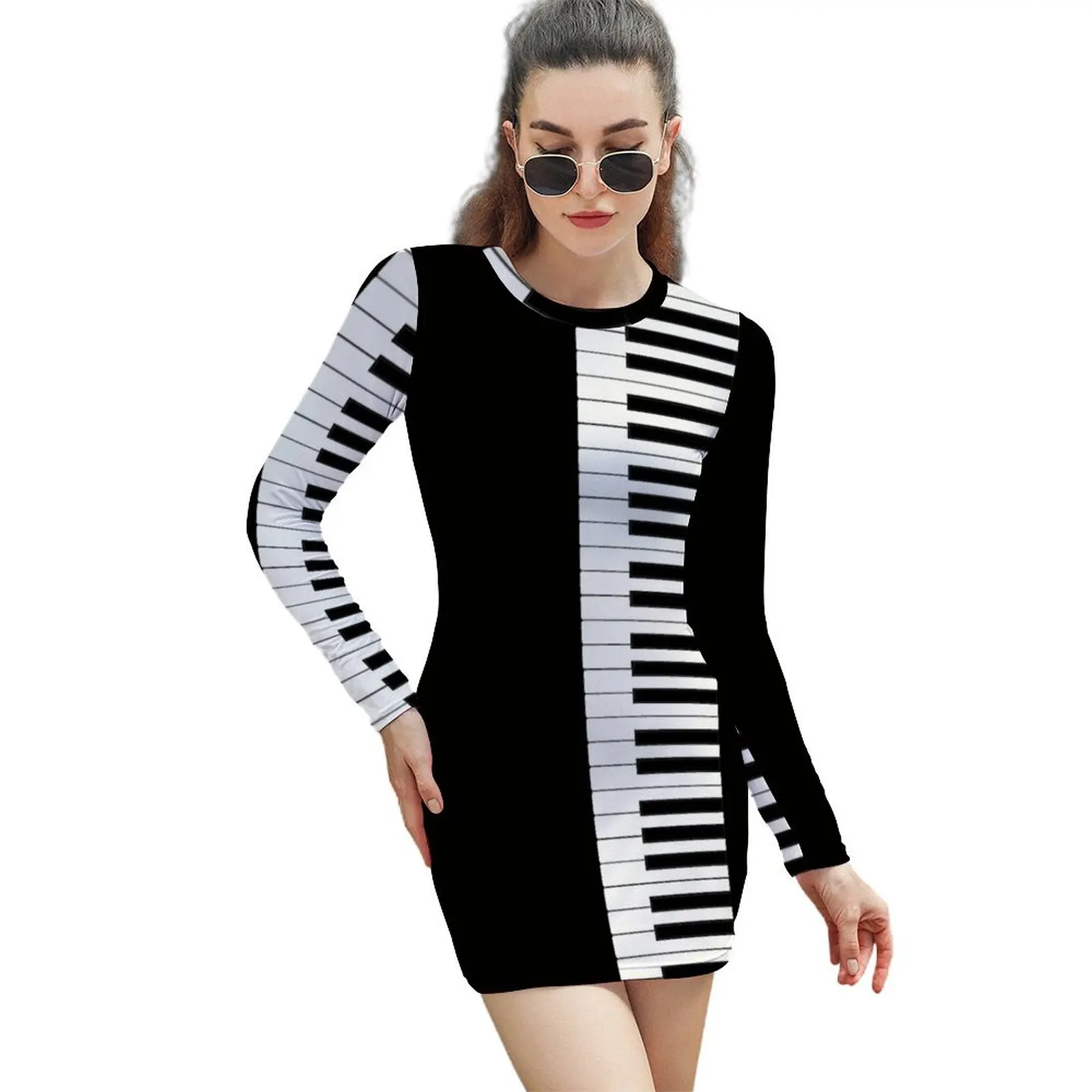 

Piano Keyboard Long-Sleeved Sheath Dress Bride dresses summer dresses women 2024 Party dresses