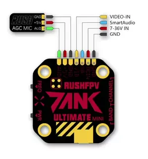 [Transmisión de imagen analógica] TANK MINI transmisión de imágenes 20*20 FPV audio externo 7-36V drone volador 800mW