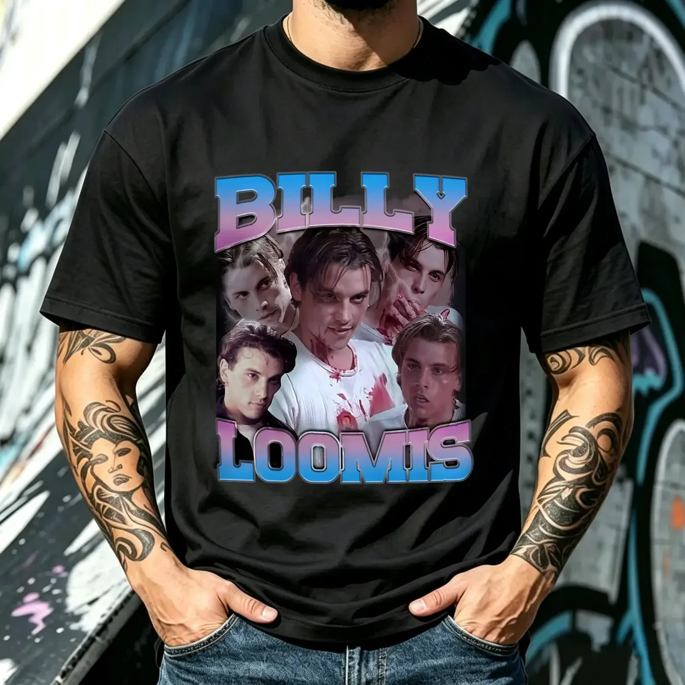 washed T Shirt Retro Billy Loomis Let's Watch Scary Movie Horror for Her long or short sleeves vintage Washed streetwear