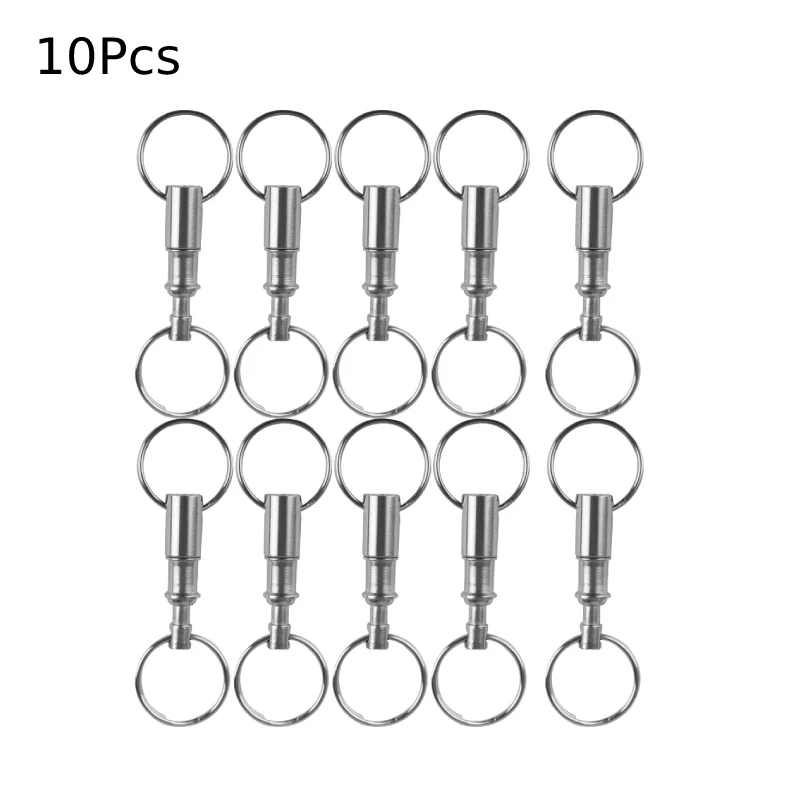 10pcs Dual Detachable Split Keyring Keychains Quick Release Pull-Apart Double Key Chain Lock Holder Removable for Jewelry Making