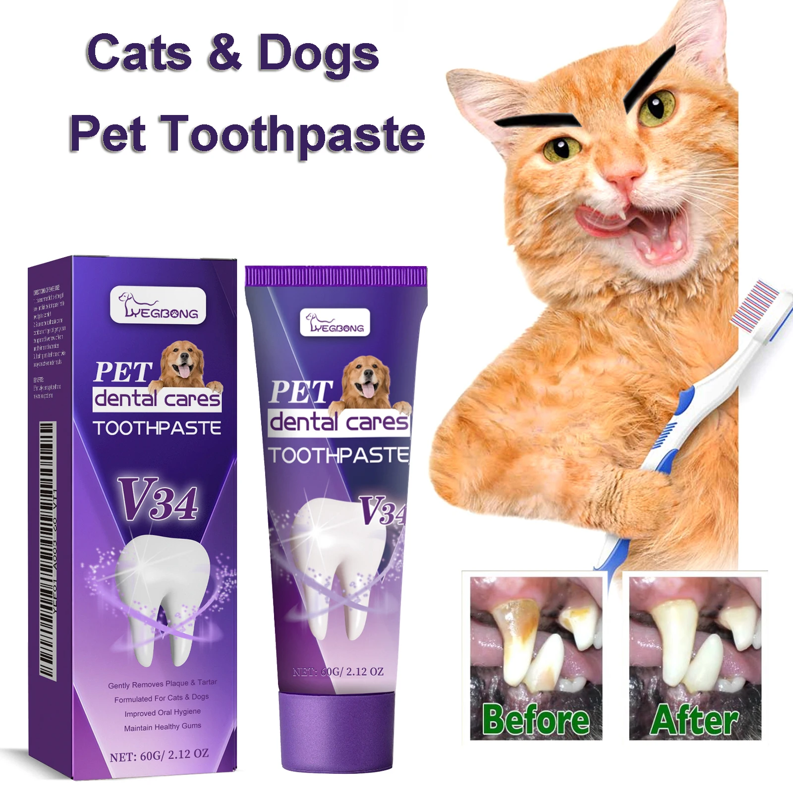 

Dogs Cats Pets V34 Cleaning Toothpaste Chiens Things Goods Cats Small Breeds Dental Stone Teeth Clean Fresh breath Pets Supplies