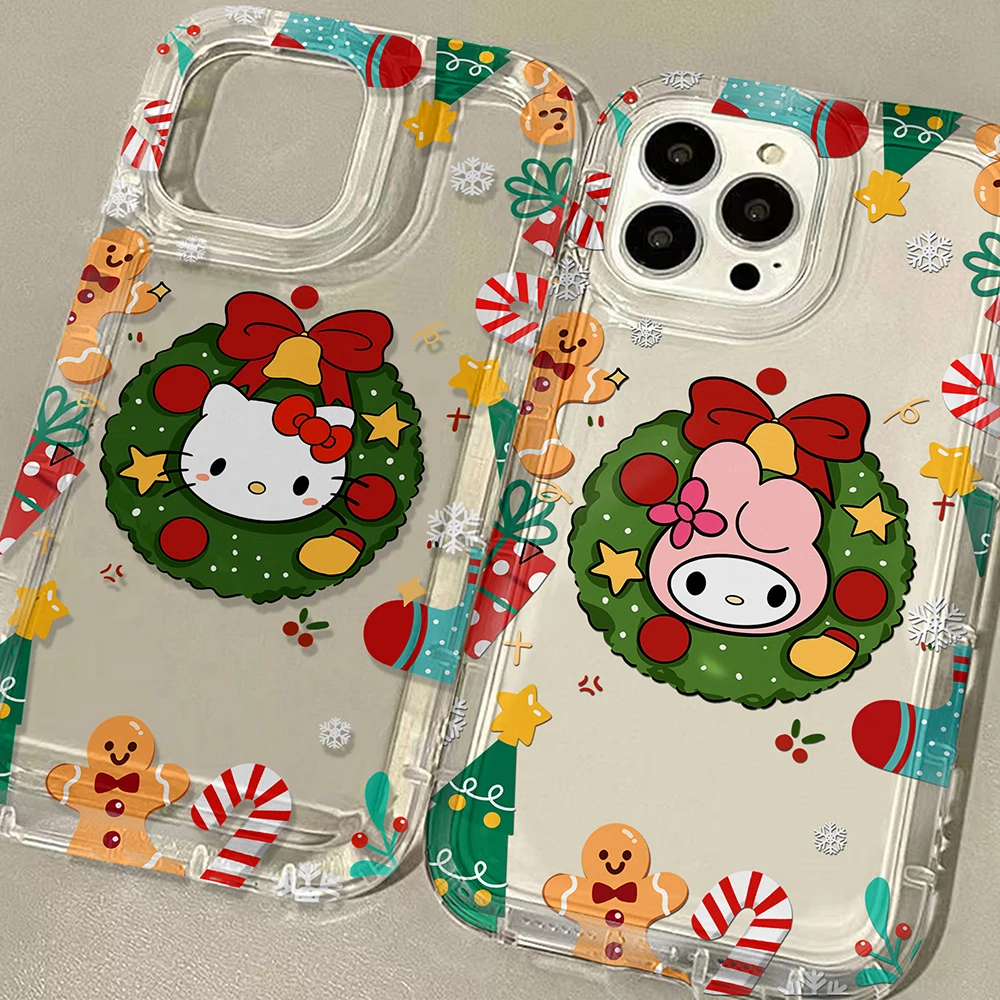 Christmas Hello Kittys Yk2 Cute Phone Case for Oppo A60 A98 A78 A38 A57 A76 A55 A74 A94 A54 A16 A93 A92 4G 5G Clear Back Cover