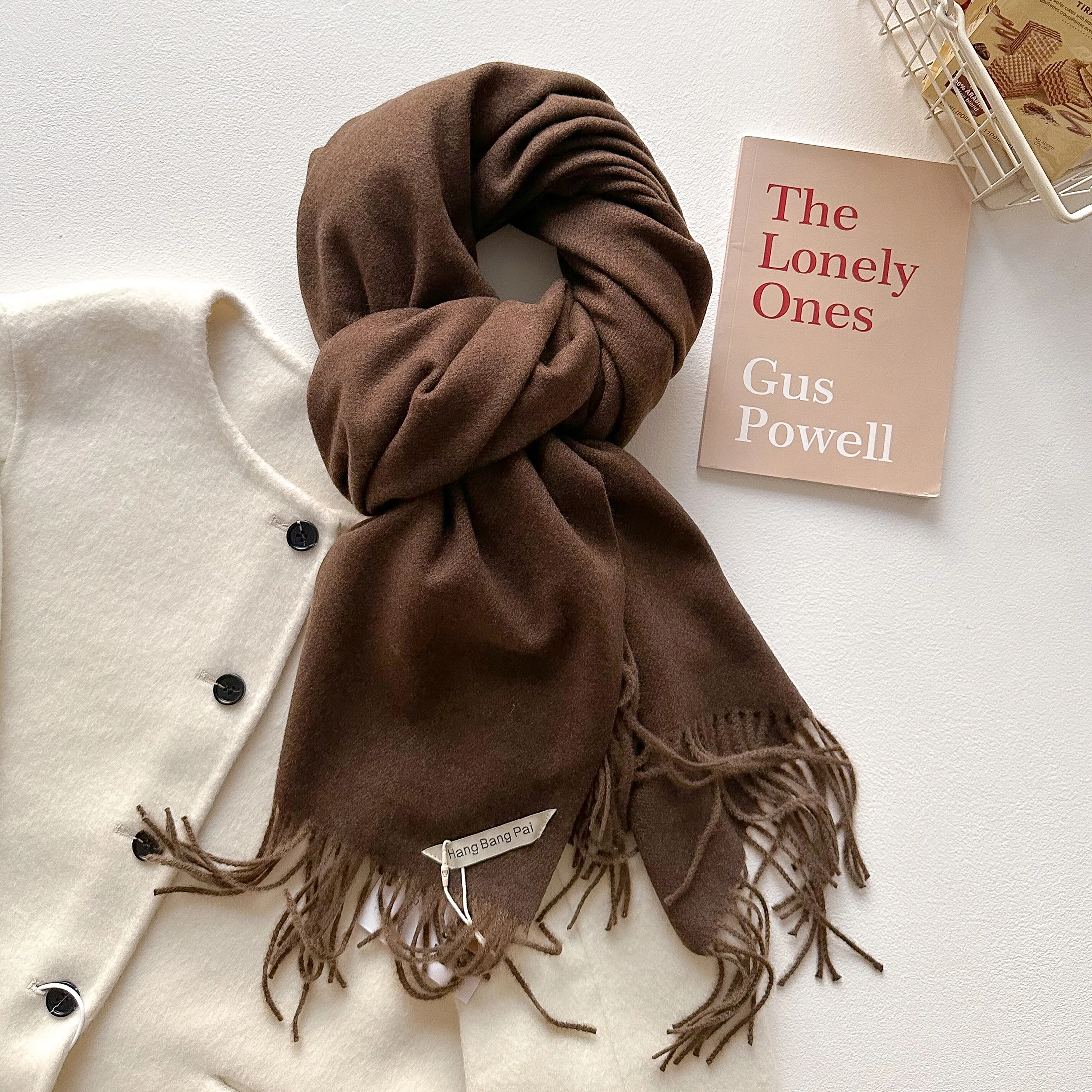 2023 neue Winter Wolle Schal Für Frauen Lange Warme Kaschmir Schals Hijab Solide Dame Schal Wrap Weibliche Pashmina Bandana Kopf schals – Detail 20