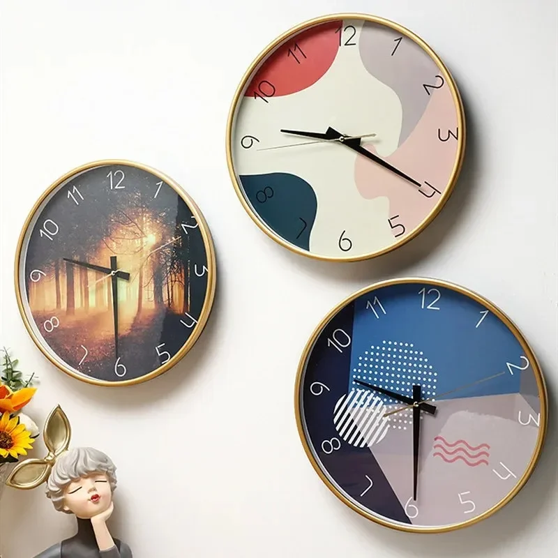 Plastic Glass Wall Clock Living Room Decoration Wall Hanging Ornaments Watch Time Clocks Round Shape Pointer Clock Time