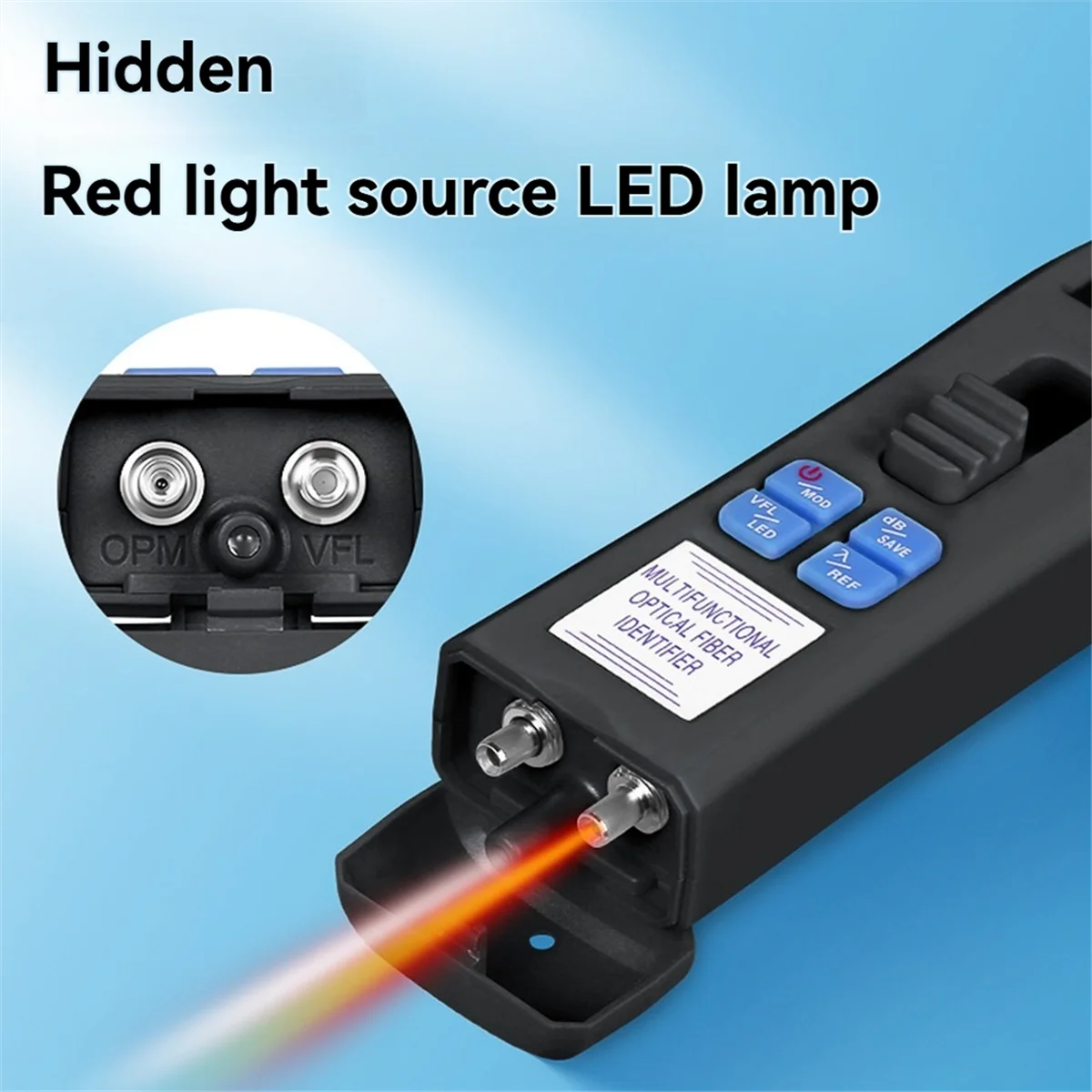 

Новый черный перезаряжаемый идентификатор оптического волокна AUA-C605 + OPM + VFL + светодиодный тестер оптоволоконного кабеля FTTH Tool