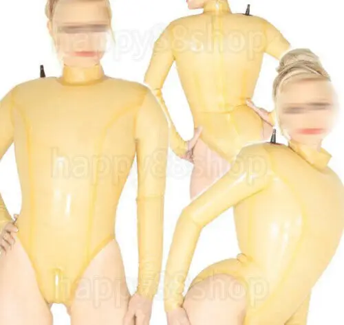 Latex Rubber Cosplay Transparent Bodysuit Inflatable Catsuit 0.4mm Party S-XXL