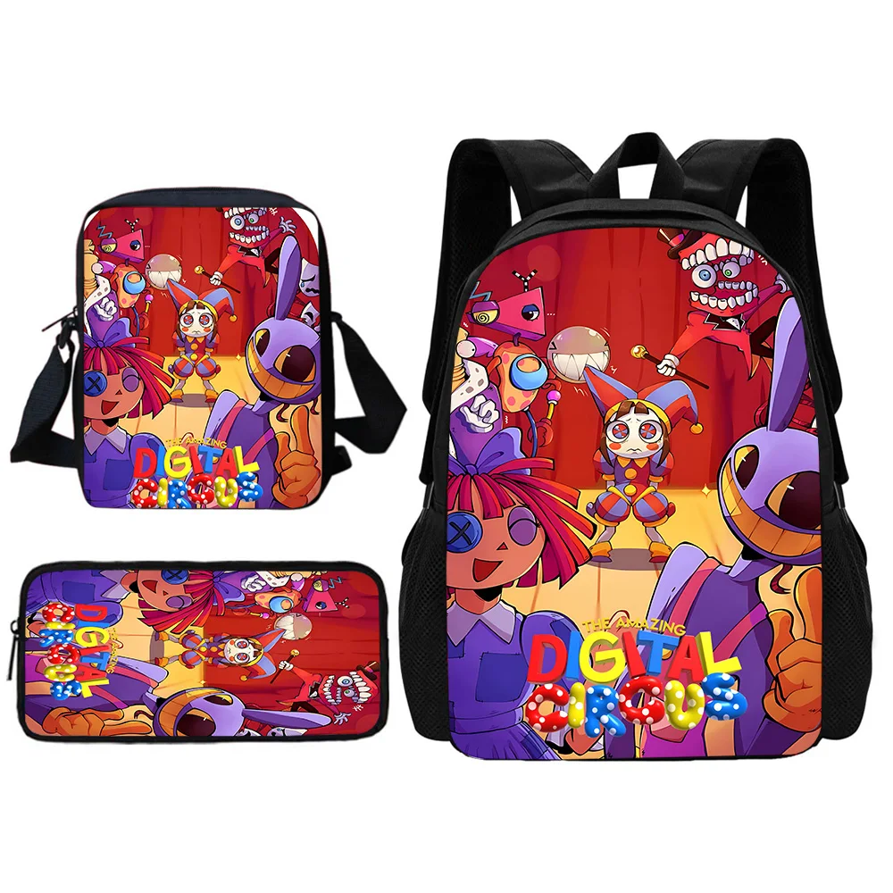 Amazing Digital Circus 3 pcs set Child School Backpack With Shoulder Bag Pencil Bags School Bags for Boys Girls Best Gift