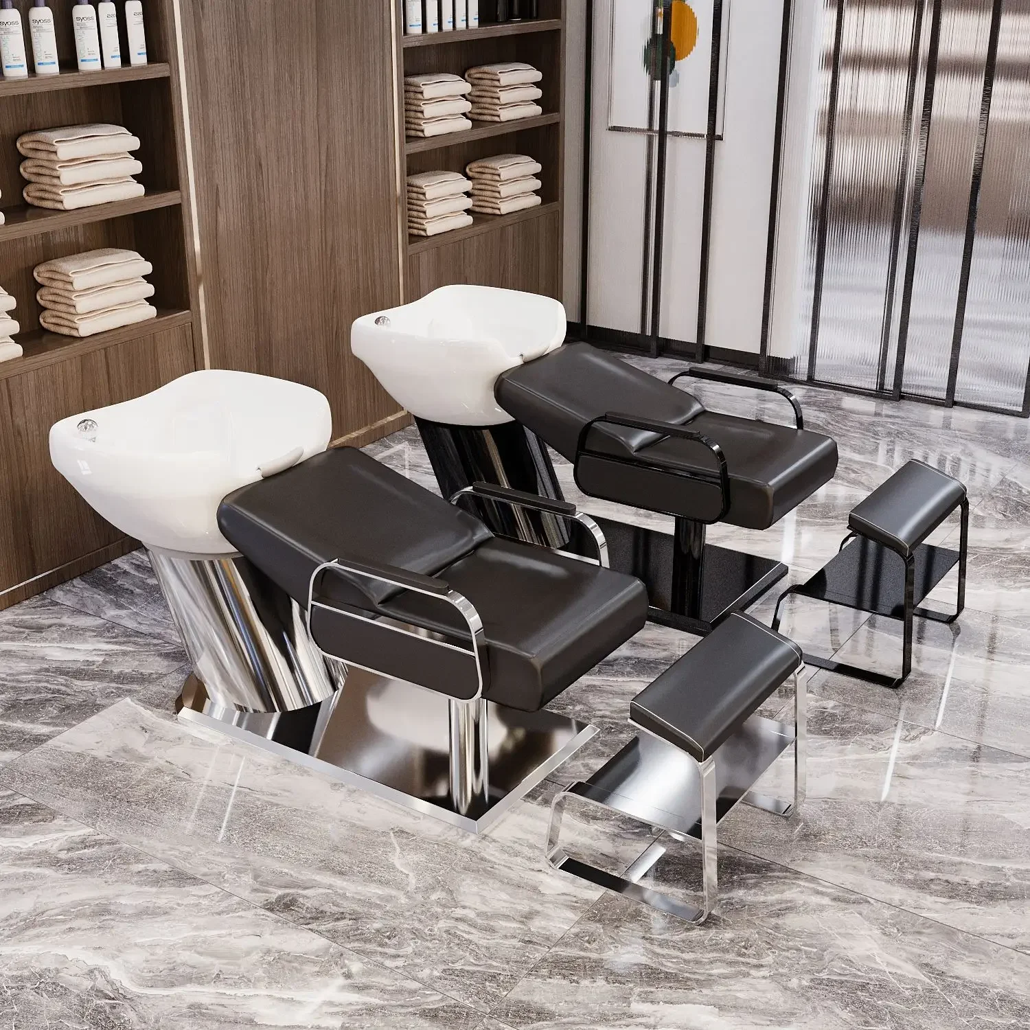 Hair Wash Salon Shampoo Chair Barber Shop Simplicity Stainless Steel Shampoo Bed Shower Head Spa Cama De Champu Salon Furniture