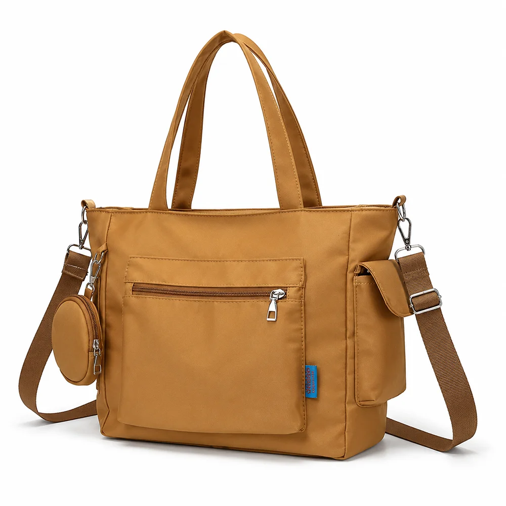 Women'S Tote Bags For Work - กระเป๋าผ้าแคนวาสขนาดใหญ่สำหรับผู้หญิง กระเป๋าสะพายไหล่แบบลำลองหลายช่อง พร้อมกระเป๋าใส่เหรียญที่ถอดออกได้ เหมาะสำหรับทำงานและเดินทาง