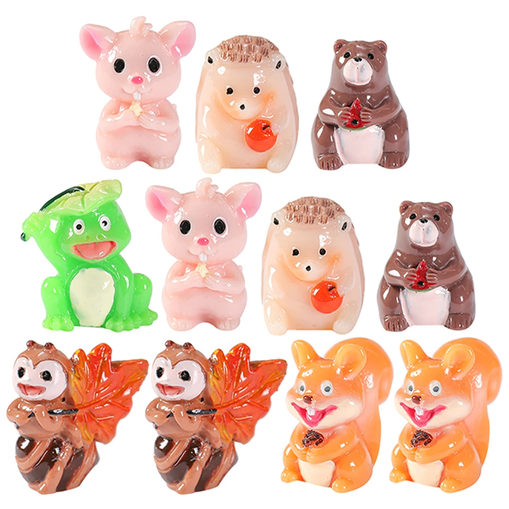 

12 Pcs Small Animal Decoration Ornaments Miniatures Figurines Resin Child Decorations