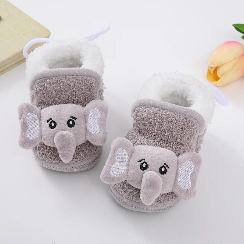 Babies\' Snow Boots Cotton-padded Shoes  Toddler Soft-soled Shoes Boys Girls Plush Cartoon Decoration Patchwork Non-skid Shoes