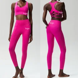 Yoga Sports Set Bra Cross Tie Straps Breathable Dance Fitness Quick Drying Running Nude Leggings Pants Wholesale Customization