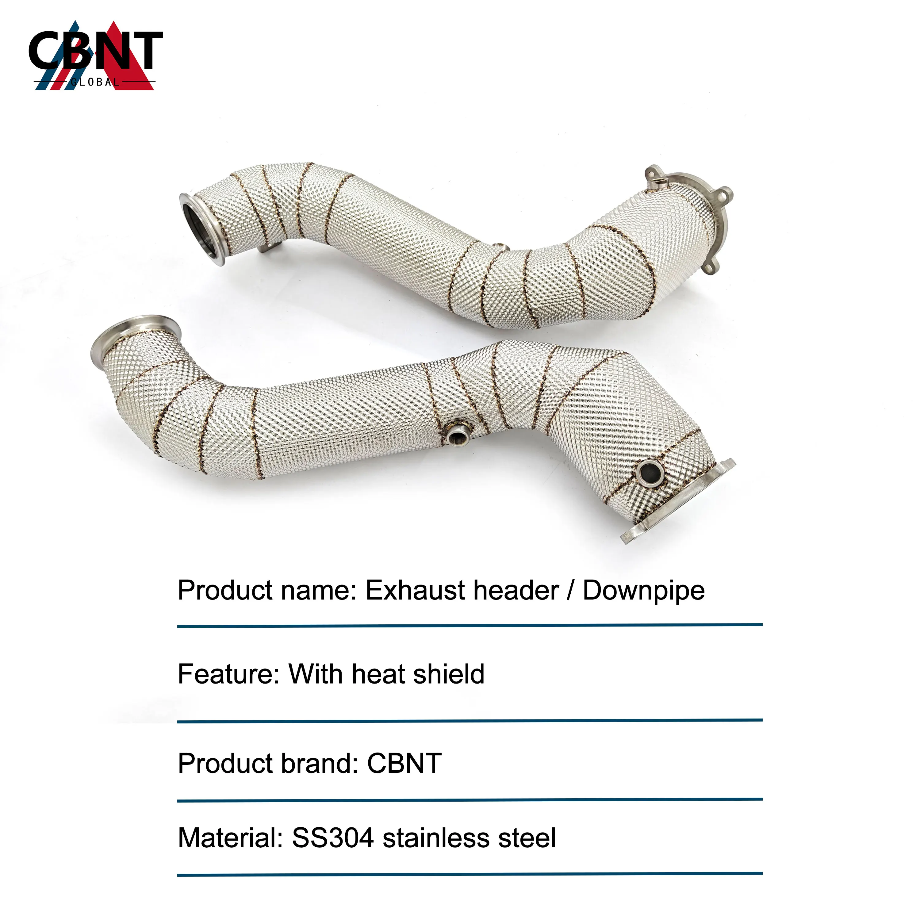 CBNT High Flow Downpipe for McLaren 720s 4.0T Exhaust Header with Heat Shield Performance SS304 Exhaust System Car Accessories