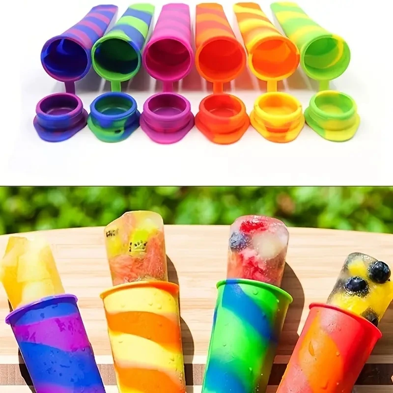 6pc/lot Summer Popsicle Maker Lolly Mould DIY Food-Grade Silicone Ice Cream Pop Mold Ice Lolly Ice Cube Mould Random Color