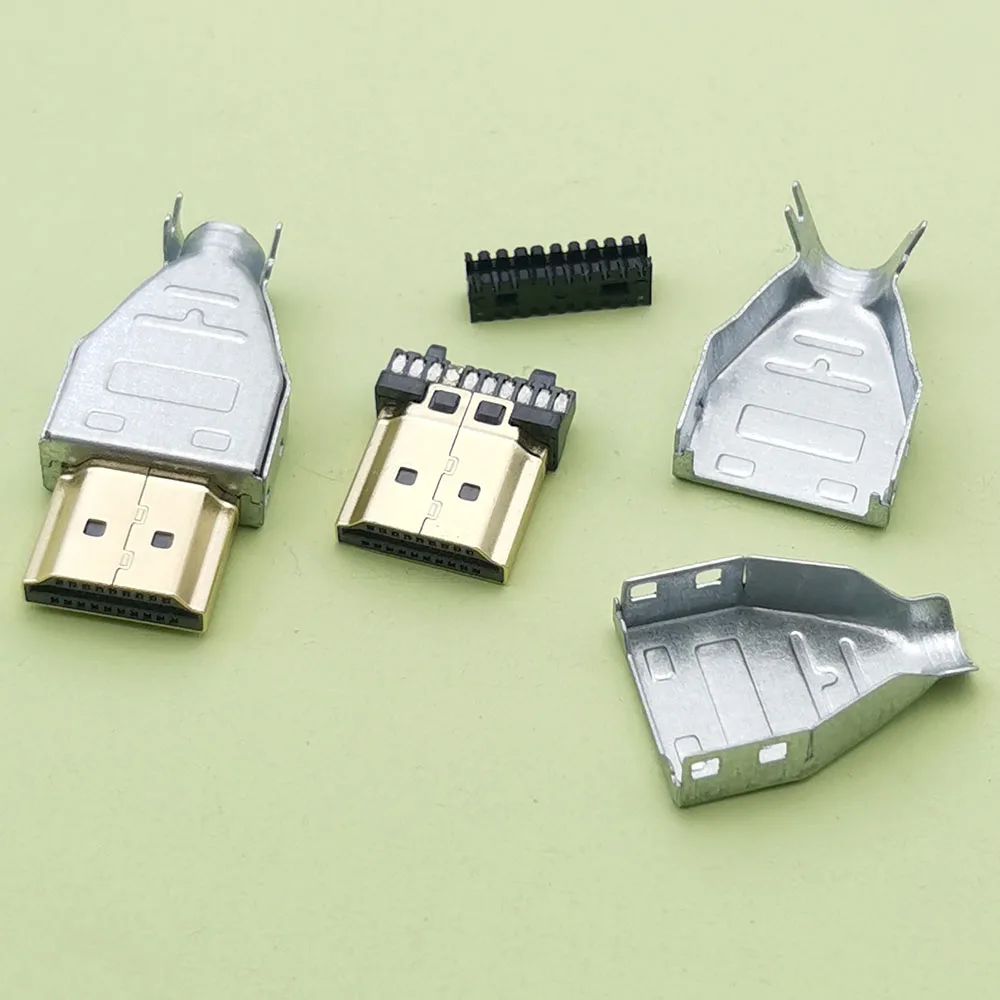 10pcs New DIY HDMI-compatible Plug Connector kits Solder Wire Welding Connectors 20P HD DIY Male Plug Metallic housing