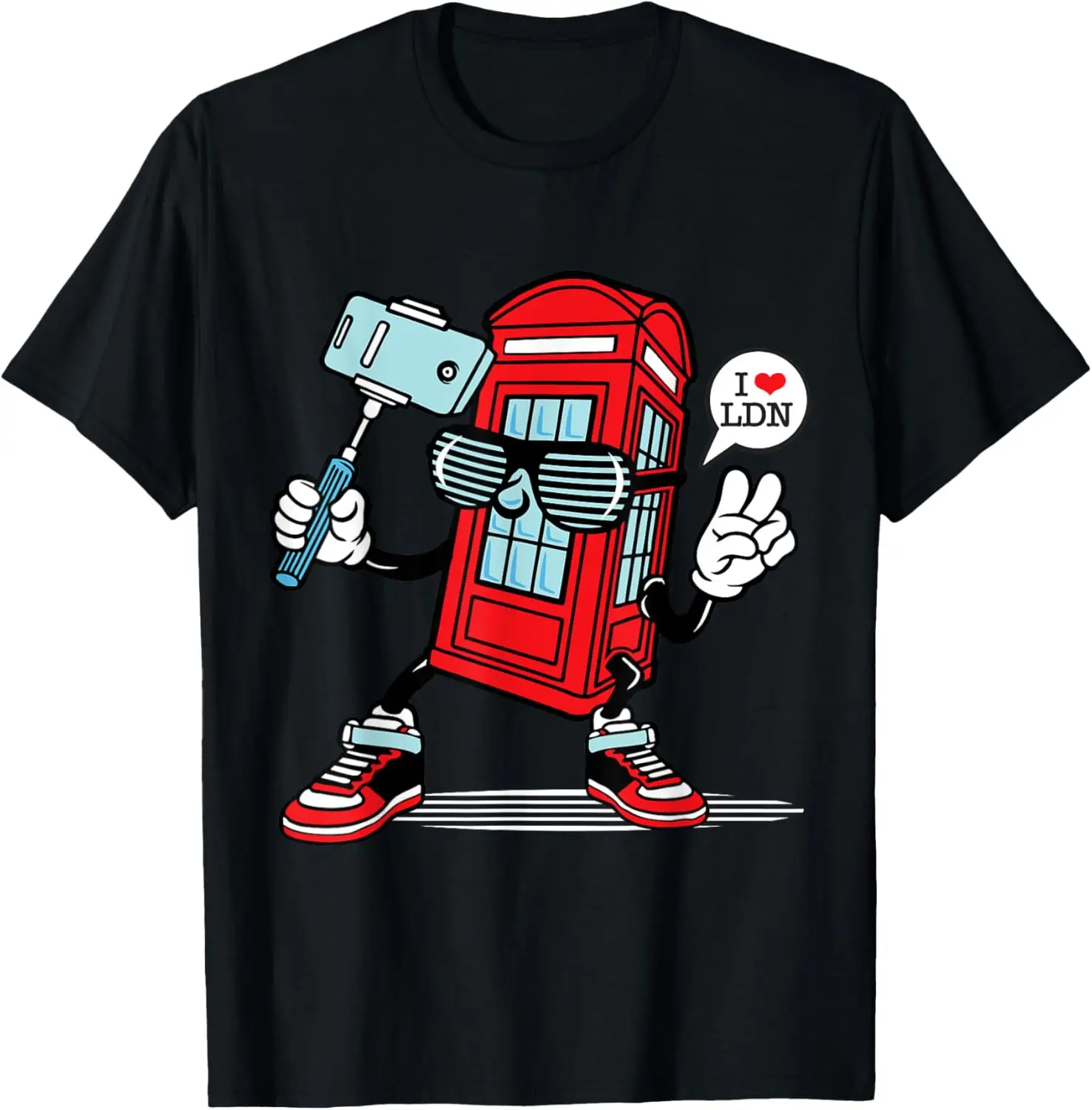 I Love London, Funny Sarcastic London Red Telephone Cartoon T-Shirt