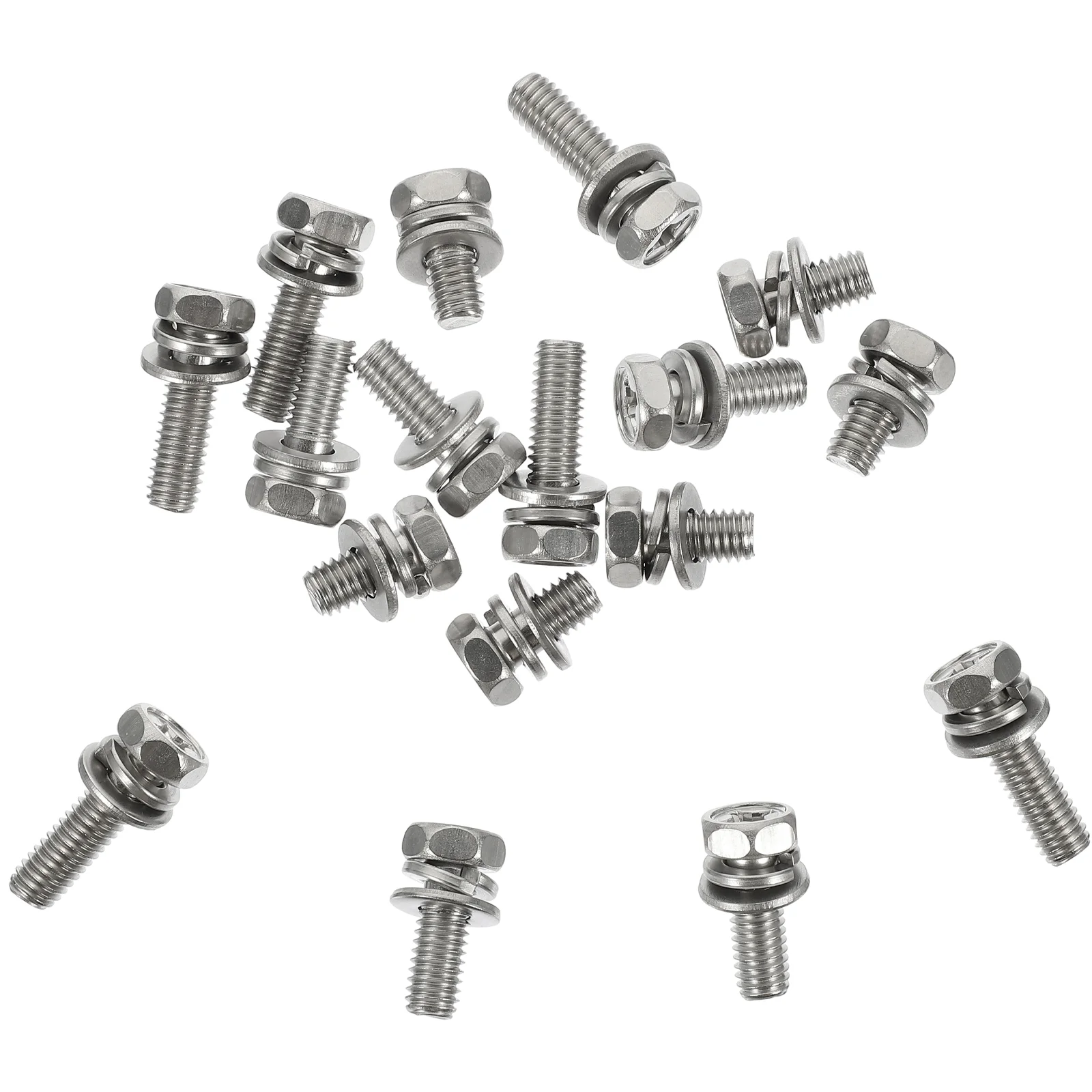 18 Pcs Motorcycle Bolt Stable Connection Bolts and Nuts Machine Screws Stainless Steel Kit Sufficient Replacement Hexagon