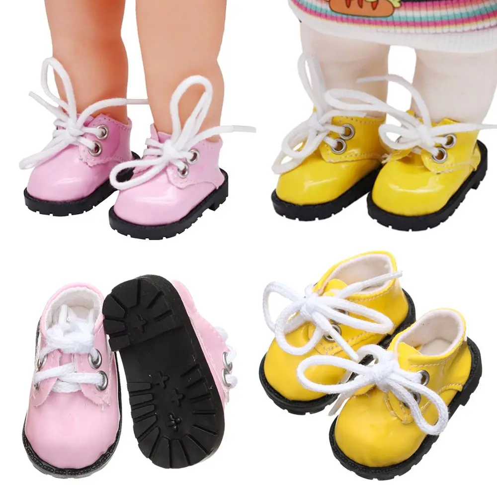 5cm Doll Toy Bright Leather Shoes for 1/6 Doll Toys Accessories Handmade Cute Doll Bandage Shoes Girls Gifts Doll Accessories