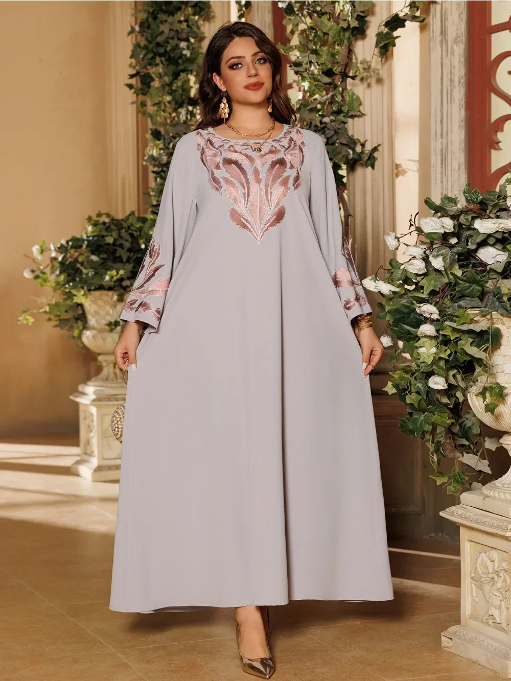 Eid Muslim Embroidery Dress Jalabiya for Women Party Dresses Abaya Morocco Dubai Abayas Vestidos Arab Long Robe Ramadan Kaftan