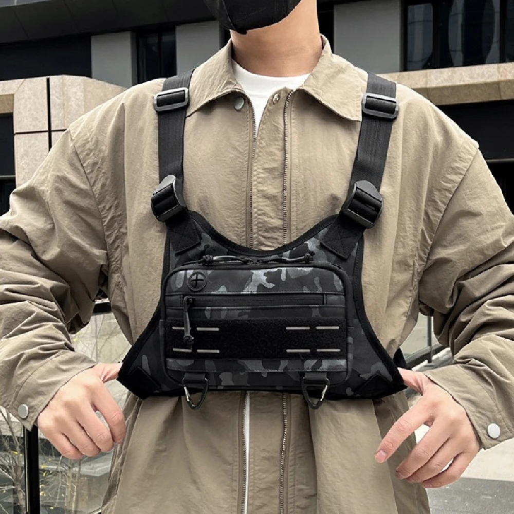 1PCS Chest Bag for Men Women, Water-resistant Running Vest with Phone Holder, EDC Tactical Chest Bag for Workouts