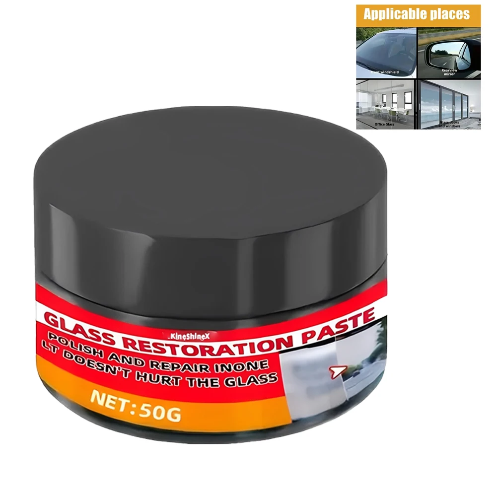 Car Glass Scratch Remover Paste 50g,Car Windshield Polishing Cream for Scratches, Restores Clear Vision Glass Care Auto Repair