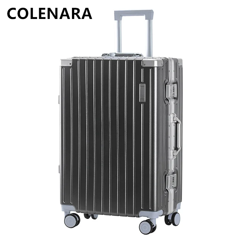 COLENARA Women's Luggage 20 Inch Boarding Box Aluminum Frame Trolley Case 26" Men's Suitcase with Wheels Rolling Suitcase