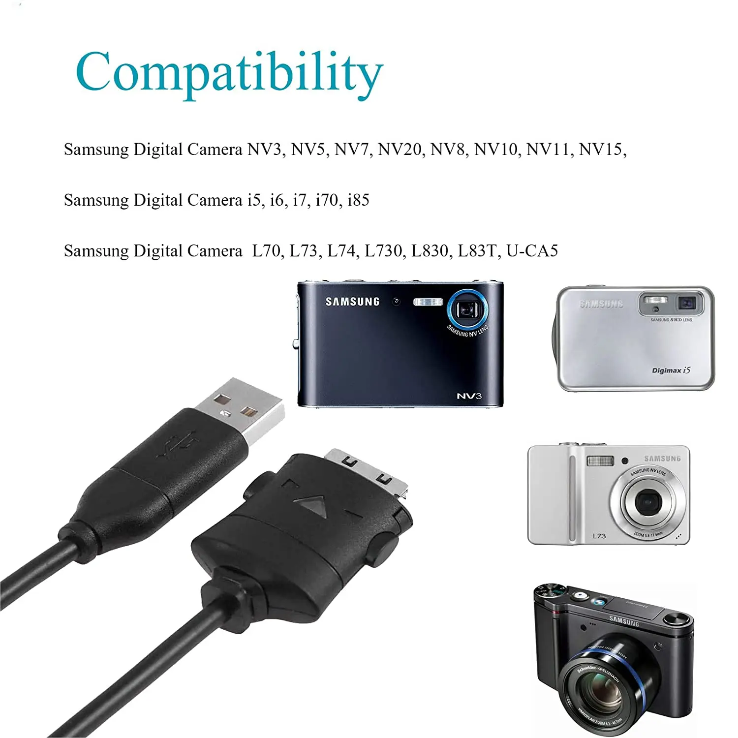 SUC-C2 ładowania USB kabel do transmisji danych przewód do Samsung aparat cyfrowy NV3 NV5 NV7 I5 I6 I7 I70 NV20 L70 L73 L74 L7