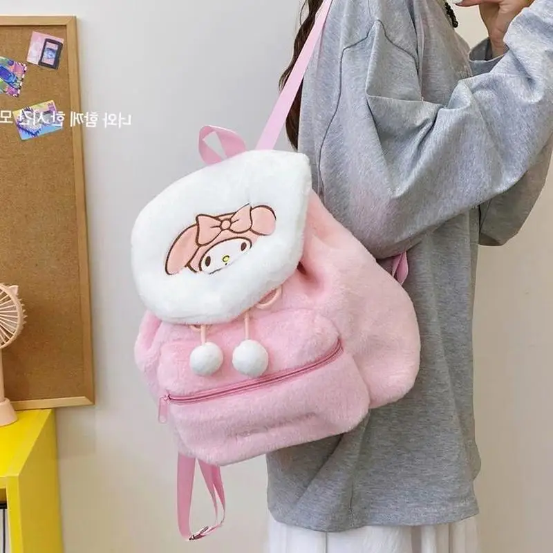 Kuromi Backpack Y2K Sanrio Plush Bag My Melody Pochacco Plush Schoolbag Student School Bag High Capacity Women's Bag Girl Gift