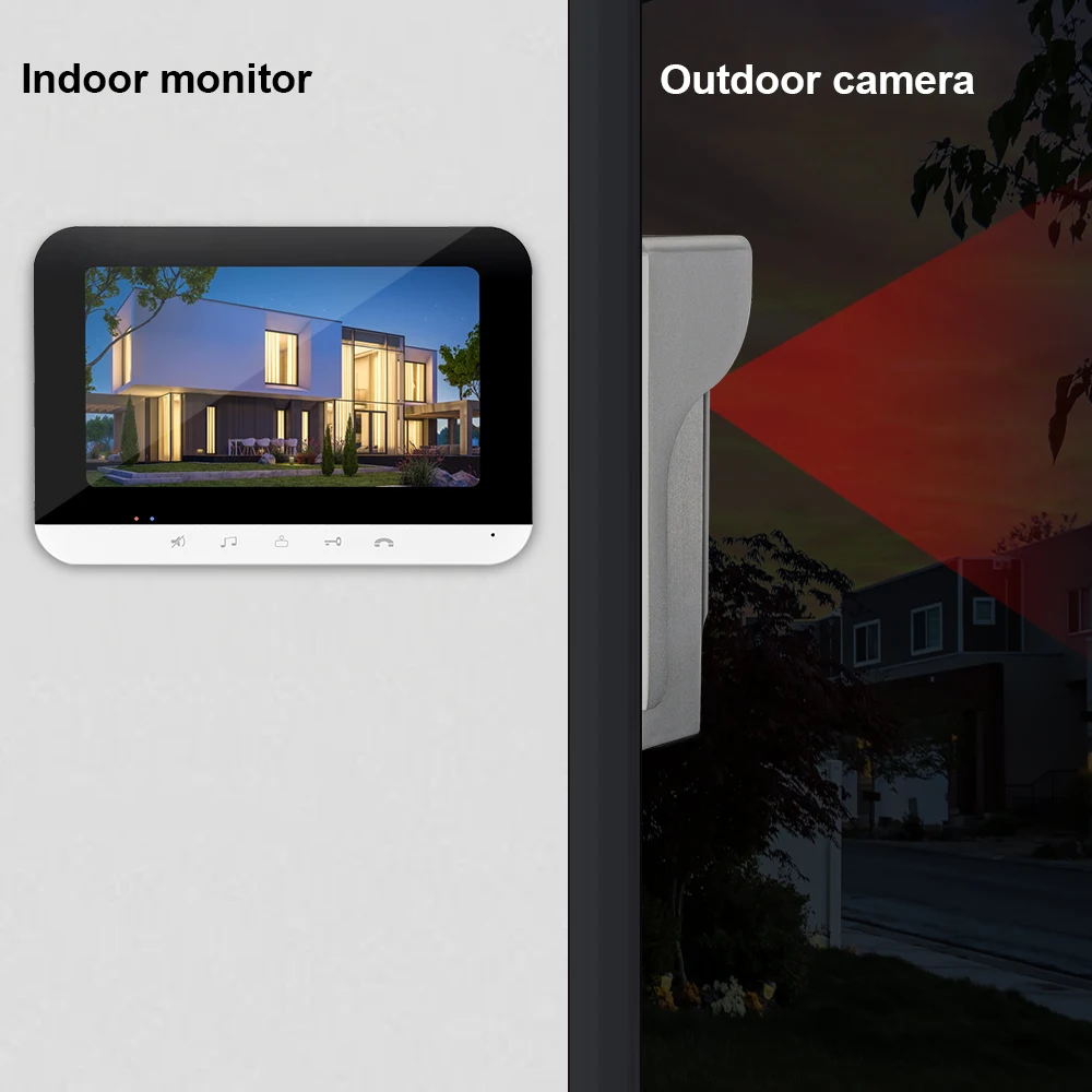 7 "drahtlose WiFi Video Türklingel Intercom System TUYA Innen Monitor mit Wired Tür Anruf Panel Nachtsicht für hause Villa