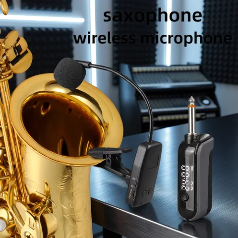 Saxofone Wireless Microphone Mic Saxophone Transmitter and Receiver 2.4G Professional Mikrofon Music Mike Microphon Kit Microfon