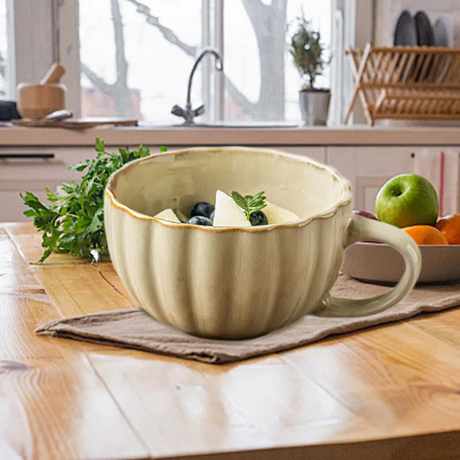 Ceramic Coffee Mug for Home or Work Rustic Hot Drinks Gift Novelty with Handle