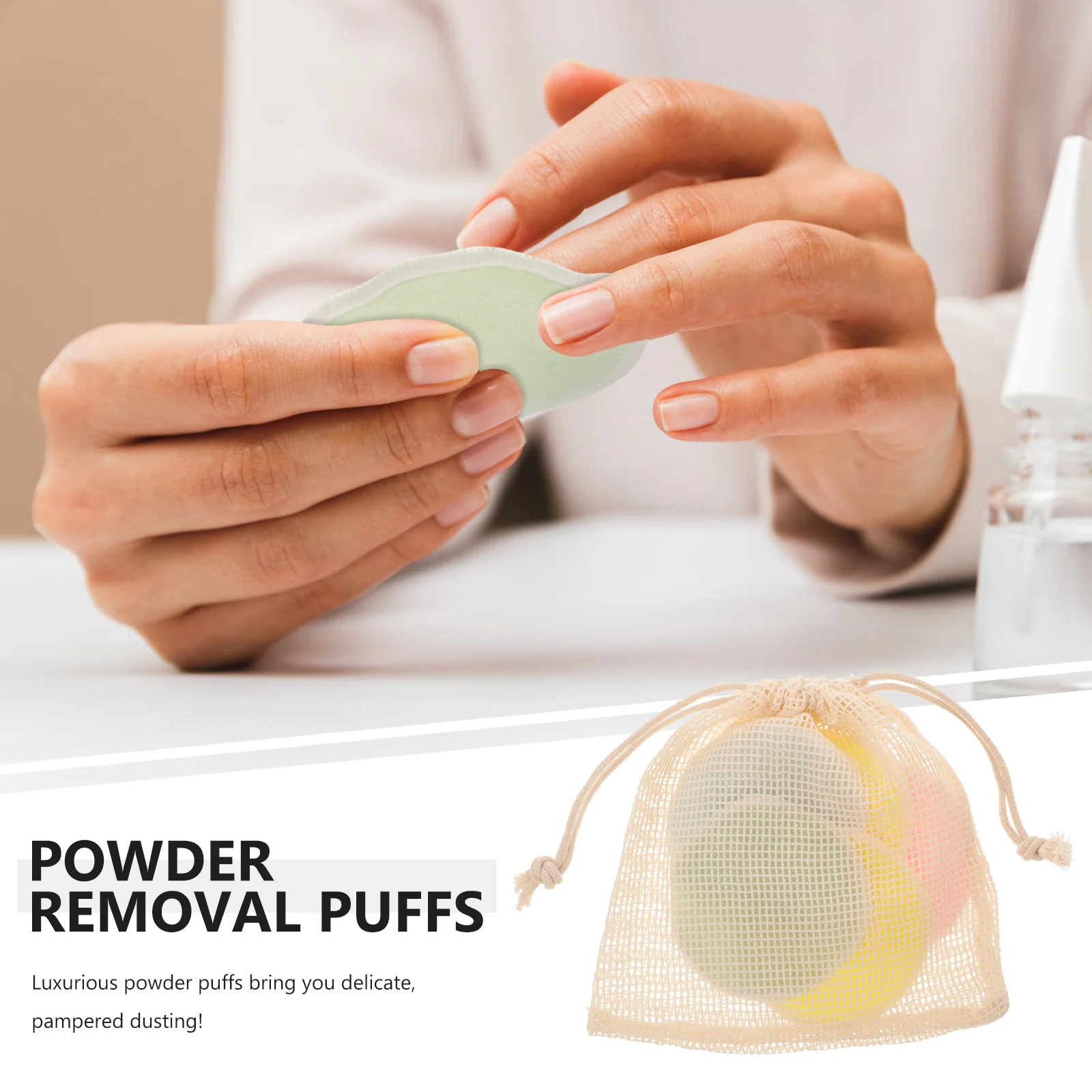 5Pcs Double-Sided Makeup Removal Pads Ultra-Soft Fabric Facial Cleansing Pads Portable Storage Friendly Reusable Beauty Tool