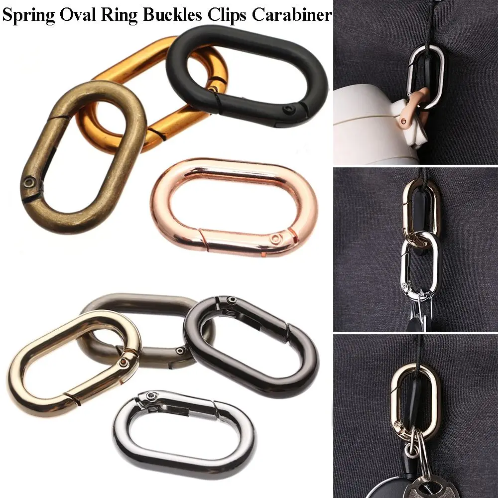 High quality Camping Hiking Snap Bottle Hooks Spring Oval Rings Handbags Clips Outdoor Carabiner Bag Belt Buckles