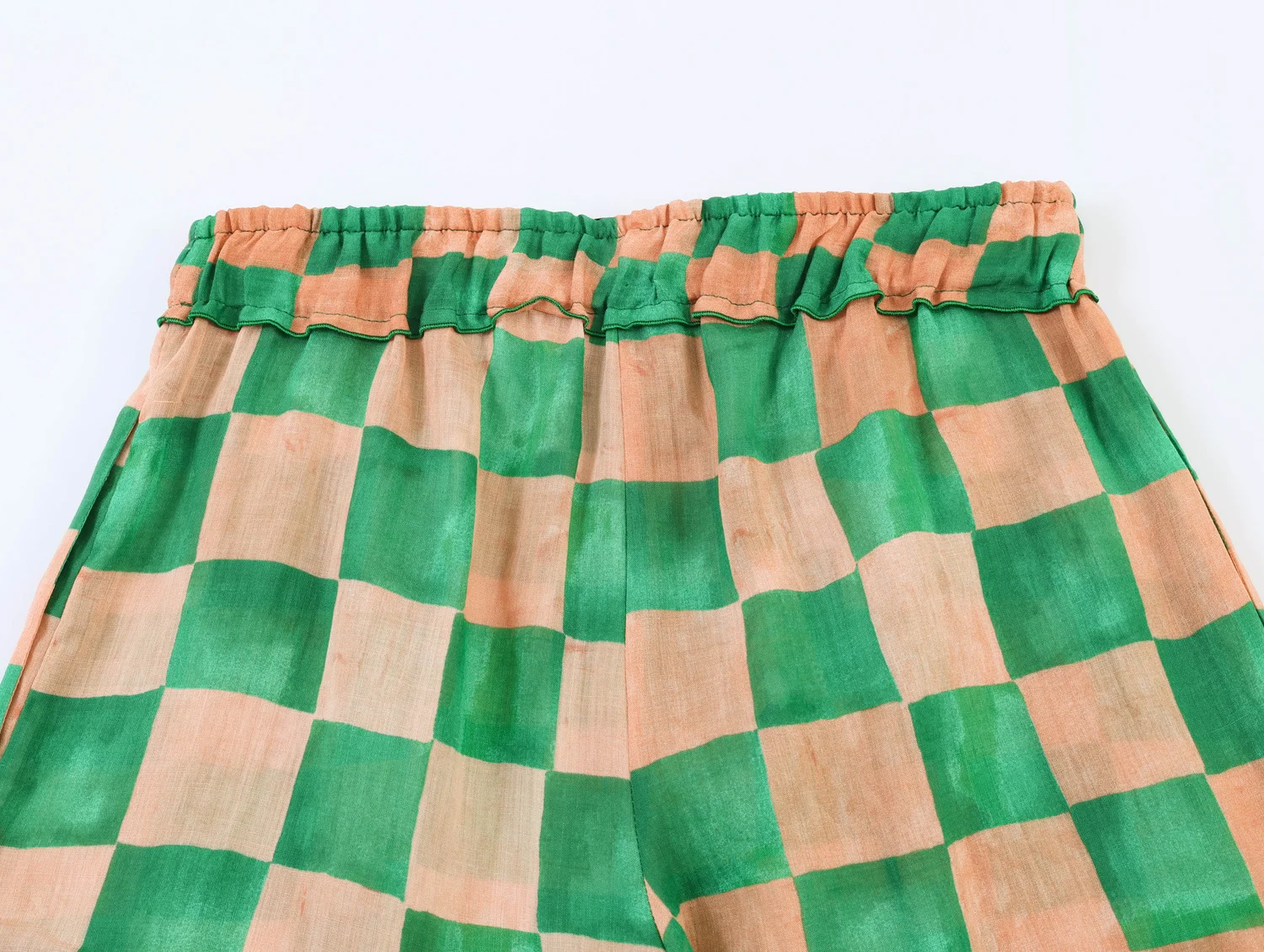 Damen Mode Karierte Gestreifte Hosen Sommer Urlaub Elegante Hochgeschnittene Lockere Freizeithosen Damen Kordelzug Taille Hosen – Detail 7