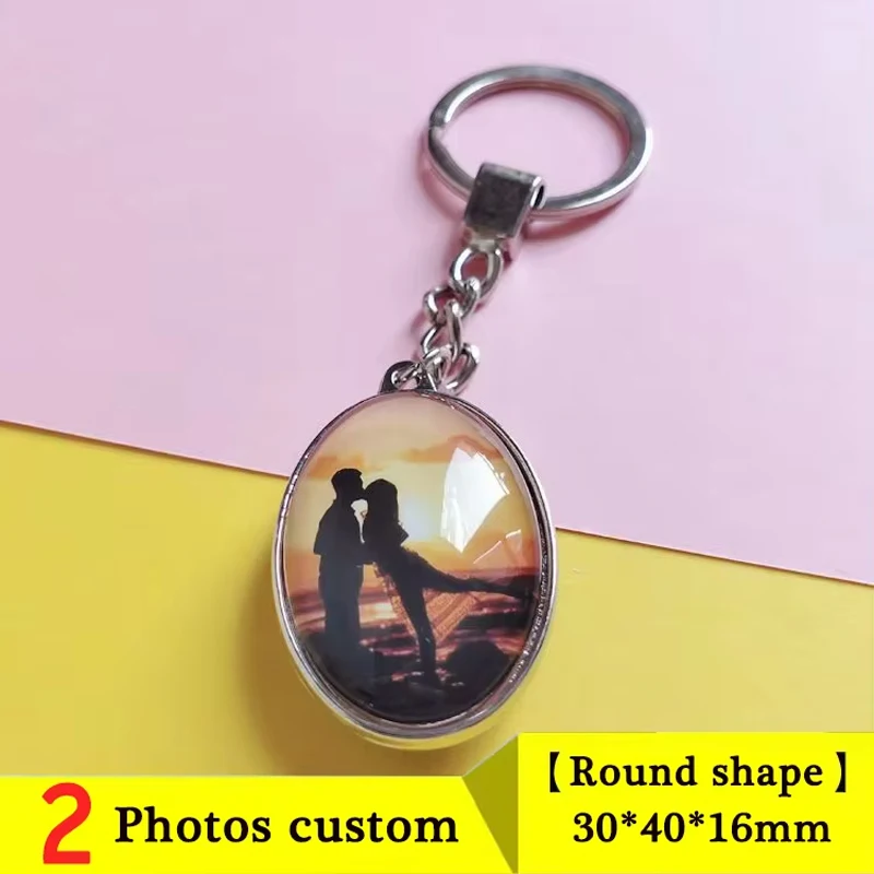 Handmade Personality Photo Family Double sided Keychain Photo Baby Child Dad Mom Brother Sister Family Portrait Private Custom