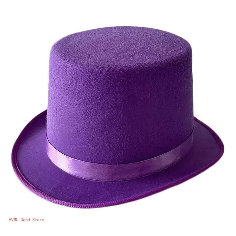 Dress Up Magicians Top Hat for Women Man Theme Party Hat with Roll Brims Costume Gentleman Top Hat HippiesCap Photo Hat