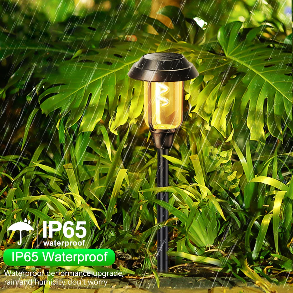 Imagem -02 - Outdoor Led Solar Pathway Lights Impermeável Paisagem Path Lamp Auto on Off Decoração do Jardim Tungsten Driveway Lights Novidades Atualizado