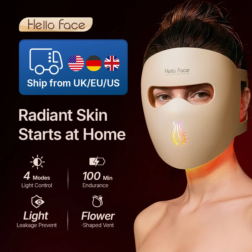 Masque facial LED sans fil Hello Face M300 4D Light Mask avec longueurs d'onde 460/650/850 nm pour usage domestique