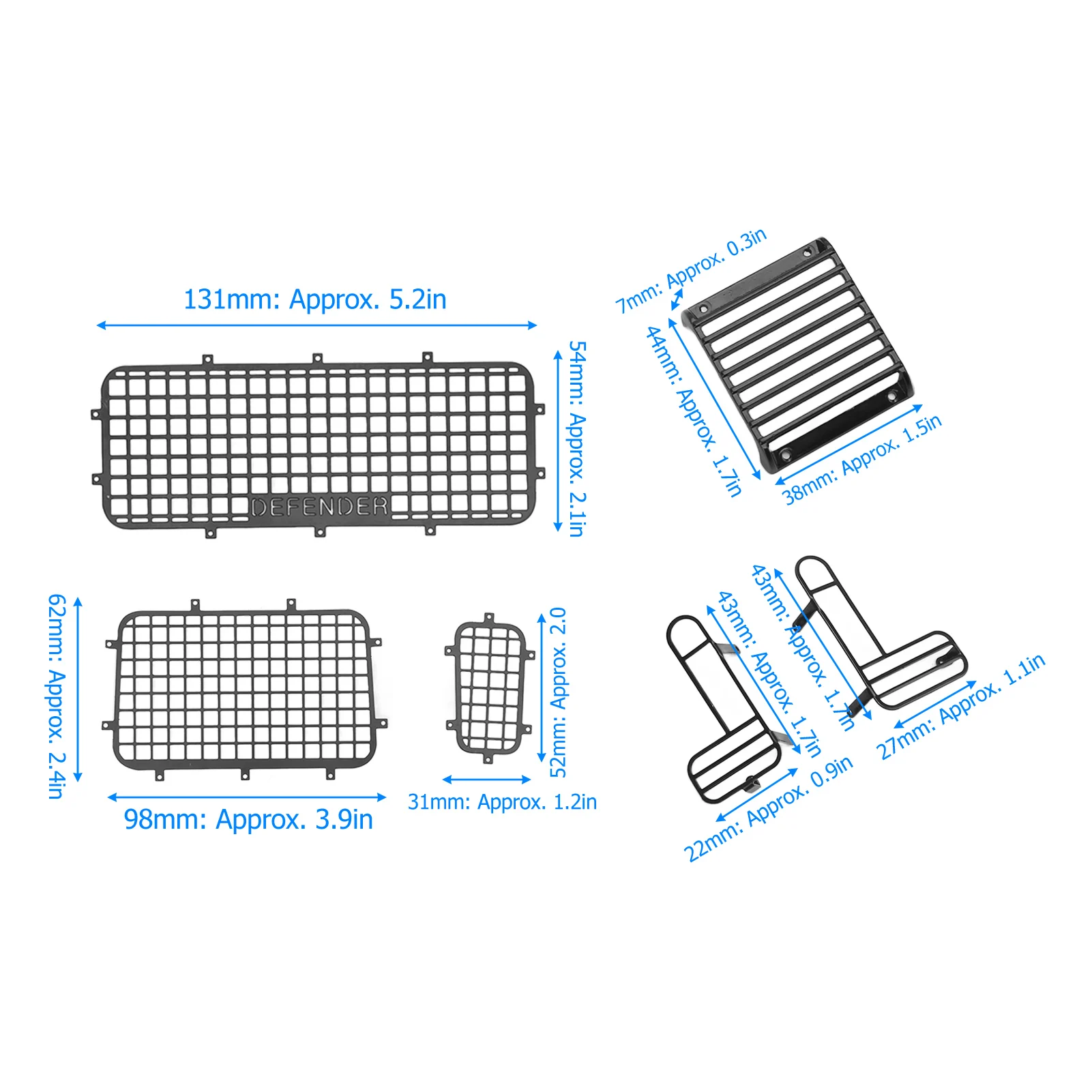 RC Metal Window Mesh Simulation Exquisite Prevent Scratching Window Net RC Defender Window Guard Mesh for Traxxas TRX4 RC Cars
