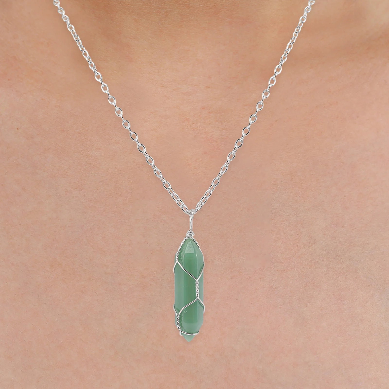 

10Pcs Crystal Necklaces Hexagonal Pendant Fashion Necklace for Party Stage Performance Women Neck Chain Pendant