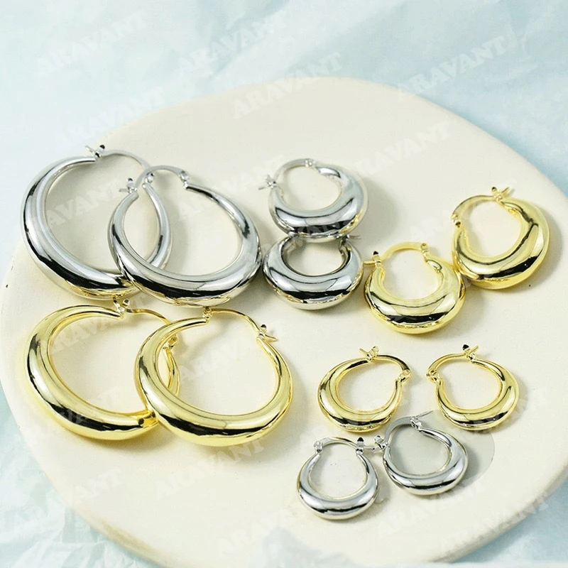 Aravant 925 Silver 18K Gold 25mm 38mm Hoop Earrings For Women Wedding Party Jewelry