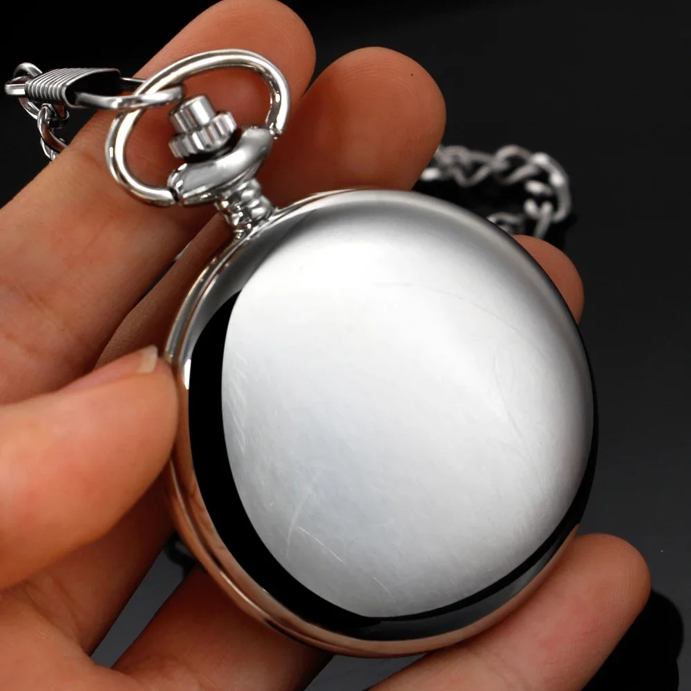 Zilveren Gladde Quartz Pocket Horloge Romantische Sterrenhemel Maan Vintage Zakhorloge Ketting Hanger Relogio Masculino