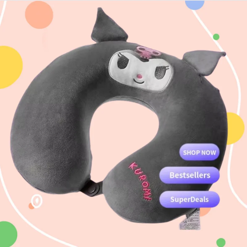 Miniso U-Shaped Pillow Kuromi Neck Protection Cervical Memory Cotton Nap Pillow For Children Memory Foam U-Shape birthday gift