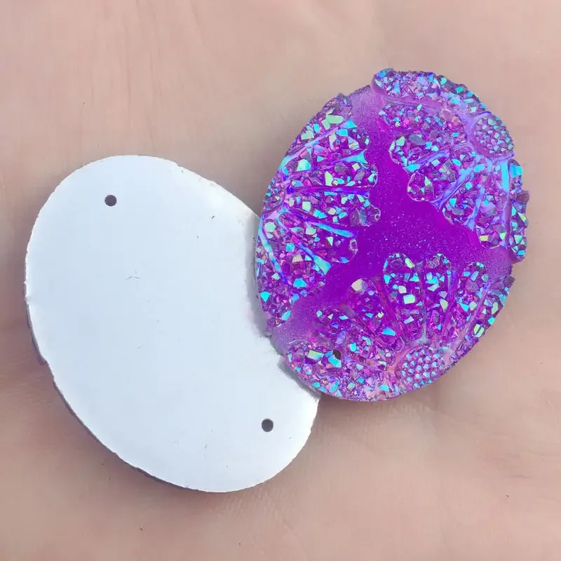 Wholesale Each size AB Resin oval shell Flat back Rhinestone beads scrapbook ornaments diy wedding crafts -HB97