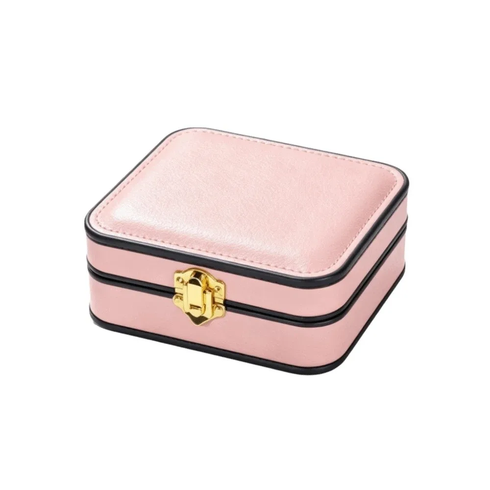 PU Leather Lockable Jewelry Box Lockable Double Layer Jewelry Storage Case Portable Vintage Travel Jewelry Organizer Travel