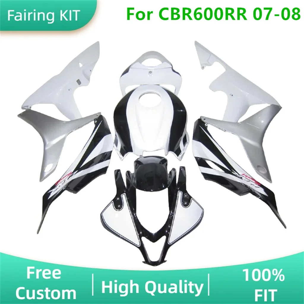 

Motorcycle Fairings Kit for HONDA CBR600RR 2007 2008 CBR600 RR CBR 600RR 07 08 Injection Black White Road Racing Bodywork Set