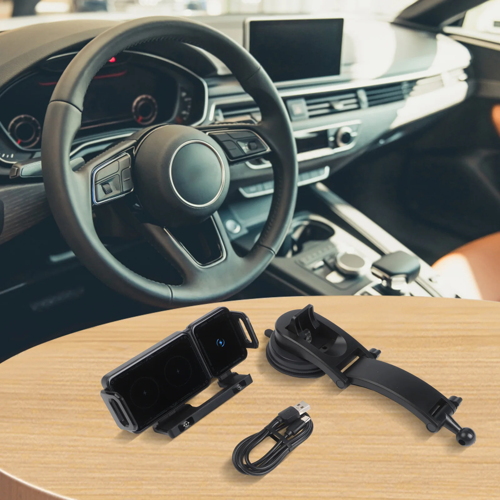 

Беспроводное автомобильное зарядное устройство-держатель 15W для Samsung серий Z Fold и Z Flip с быстрой зарядкой и функцией поворота экрана