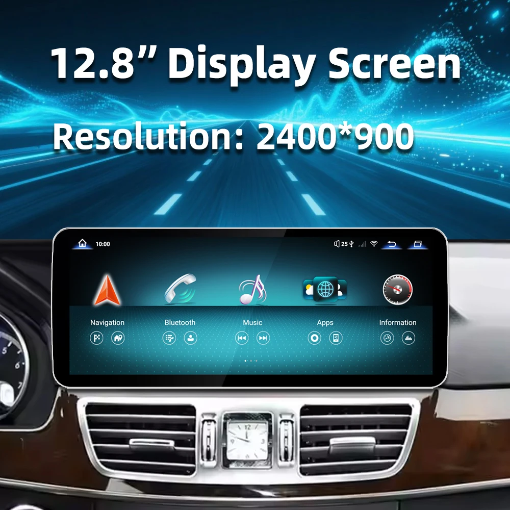 شاشة عرض أندرويد 12.8 بوصة راديو السيارة الوسائط المتعددة ستيريو WIFI 4G GPS Carplay لـ E Class C207 W207 #2
