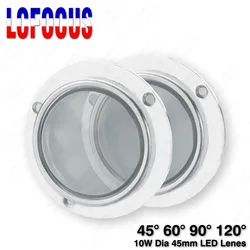 45 60 90 120 Degrees LED Lens Optical Glass Dia 45mm + Fixed Bracket For 10W High Power 1414 1919 2828 COB Chip