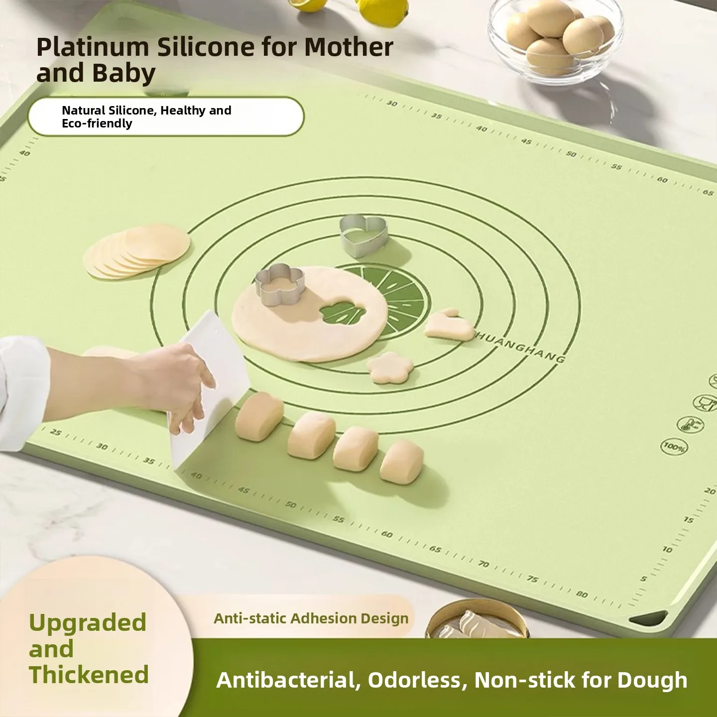 

Large Size Silicone Dough Mat Baking Kitchen Workbench Anti-slip Mat Food ade Soft Pad for Kneading Rolling out Dough